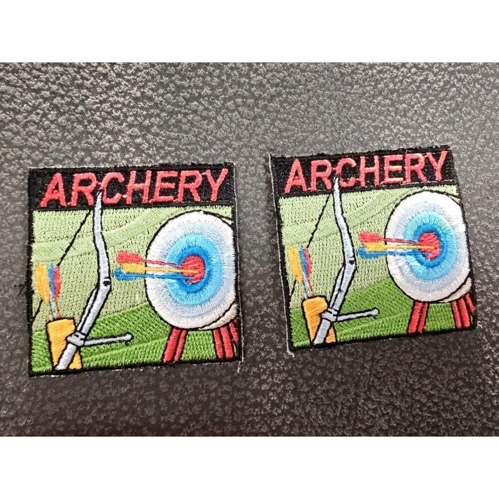 Girl Scouts Patch Archery Bow Arrow Target Lot of 2 Square Patches GSA